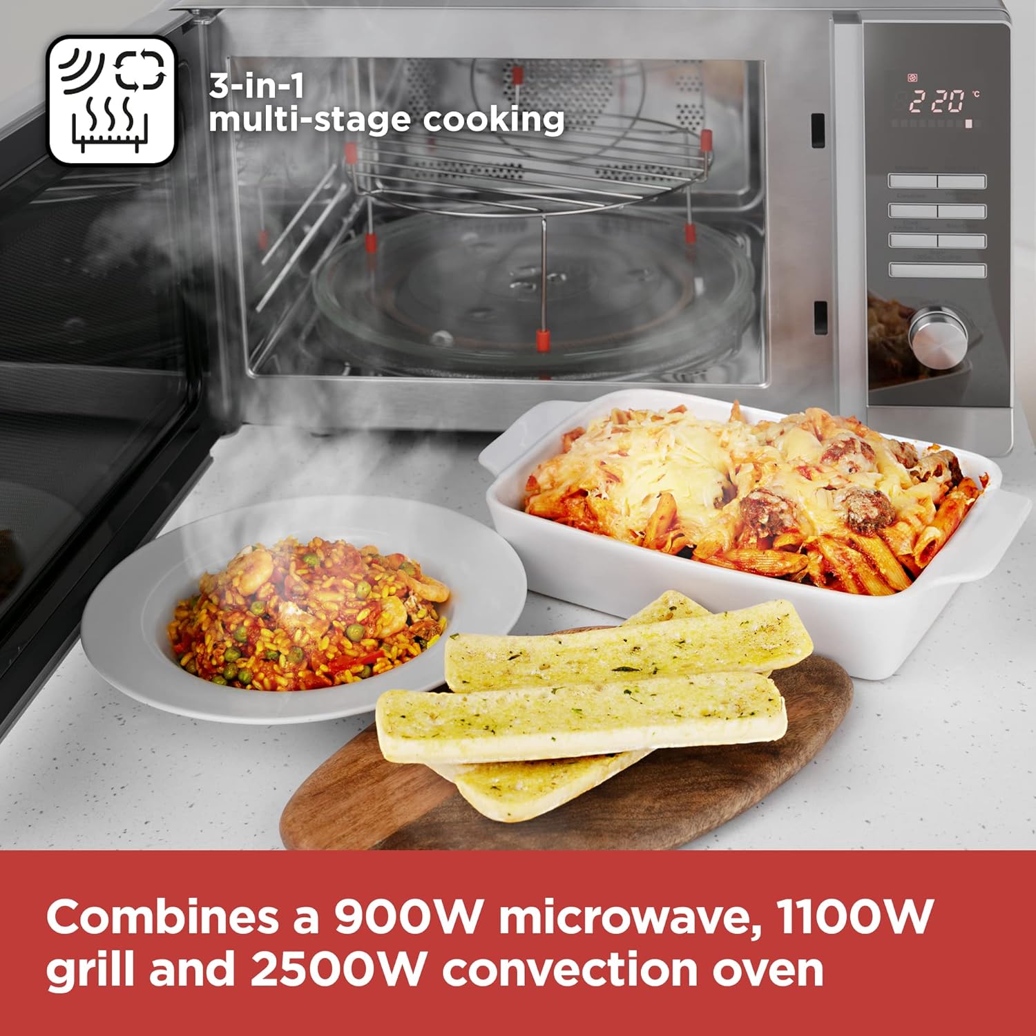 Microondas combinado Black+Decker de 30 litros | BXMZ24038GB
